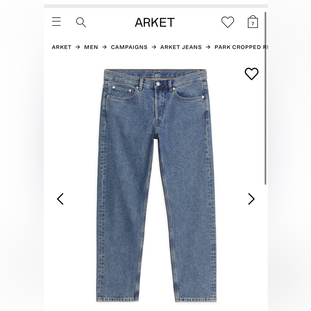 Arket regular cropped jeans for men